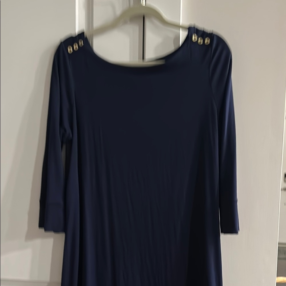 Lilly Pulitzer Navy Blue Dress with Gold Button Accents